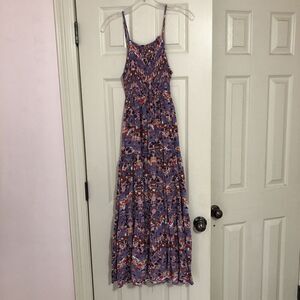 Anthropologie Purple Floral Maxi Dress